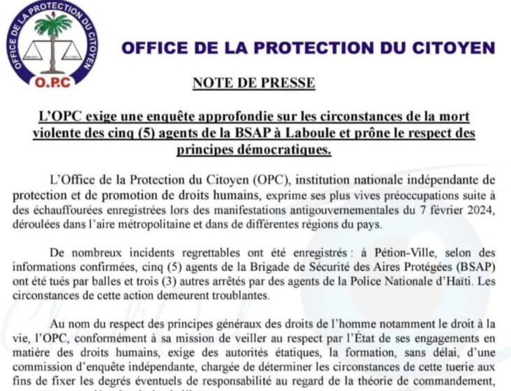  L’OPC exige une enquête sur la mort des agents de la BSAP lors des manifestations du 7 février
